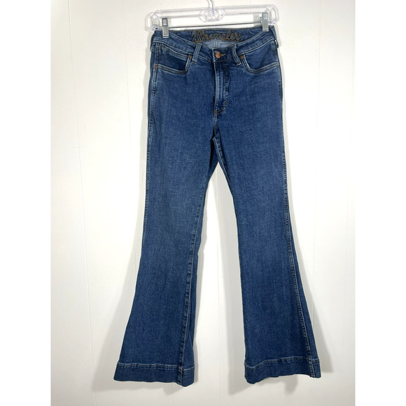 Wrangler Retro Jeans Size 28x31 High Rise Trouser Blue Flare Denim Western Rodeo - Picture 1 of 16